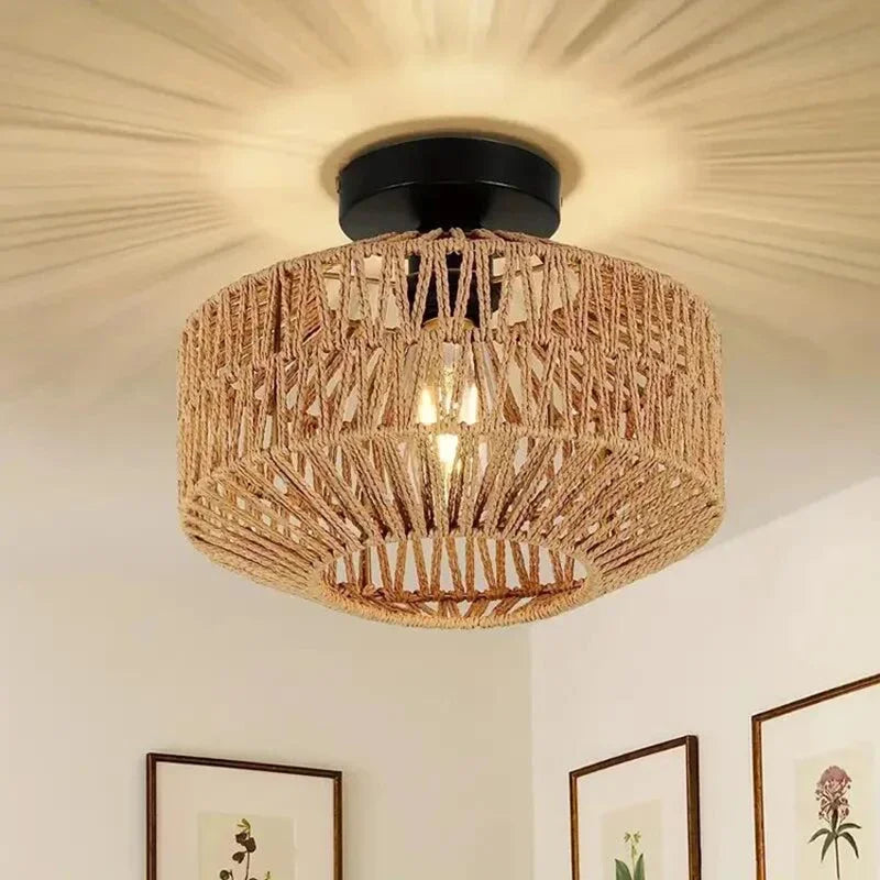 Handmade bamboo and rattan pendant light