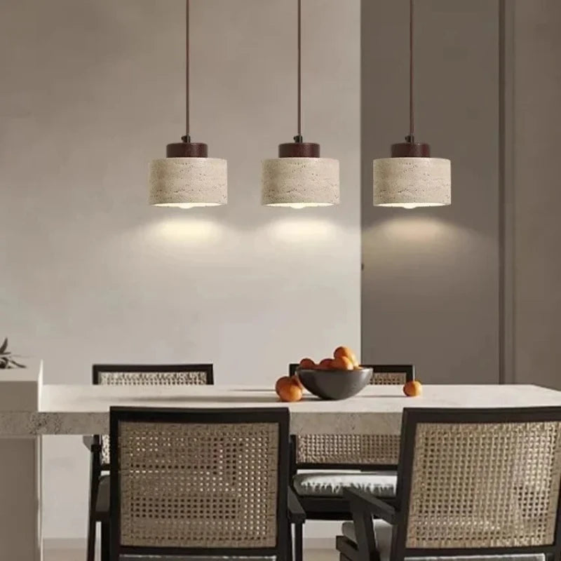 Yellow Cave Stone LED Pendant light in a living room