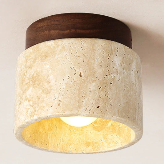 Natural wood and gypsum ceiling lamp