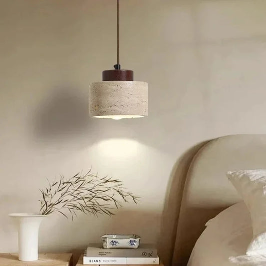 Nordic retro chandelier with organic stone texture