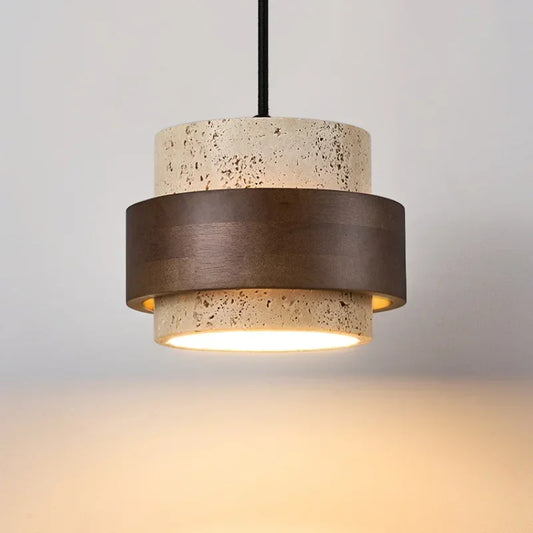 Stone wood pendant lamp Kirei Concept